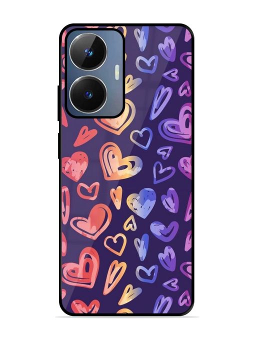 Rainbow Hearts Glossy Soft Edge Case for Realme Narzo N55 Chachhi