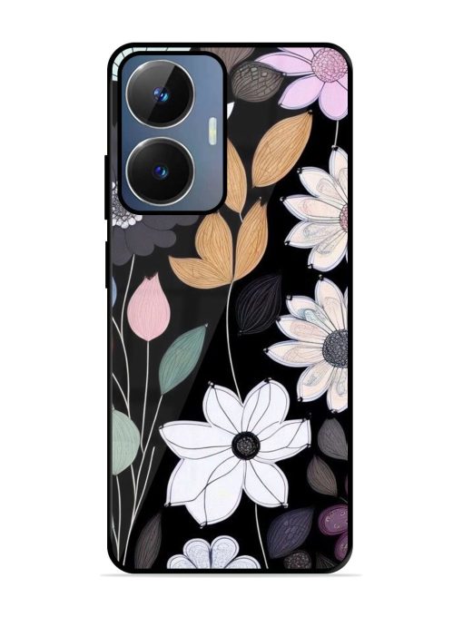 Whimsical Blooms On Black Glossy Soft Edge Case for Realme Narzo N55 Chachhi