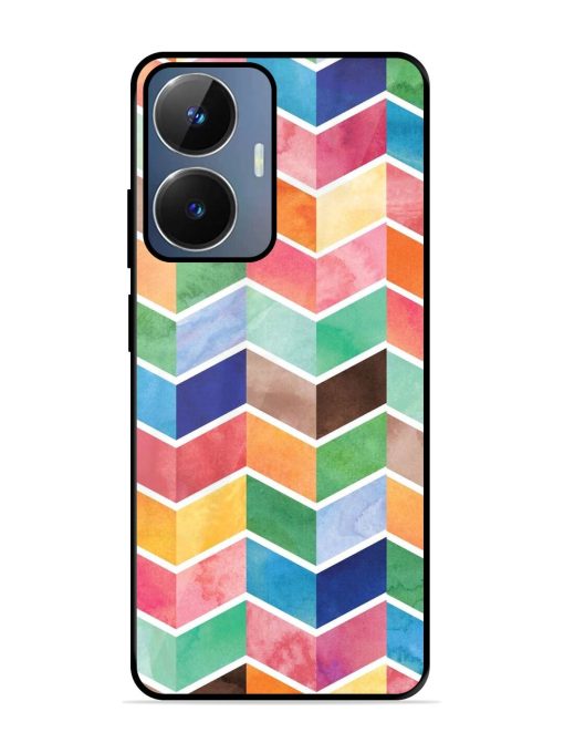 Watercolor Chevron Whimsy Glossy Soft Edge Case for Realme Narzo N55 Chachhi