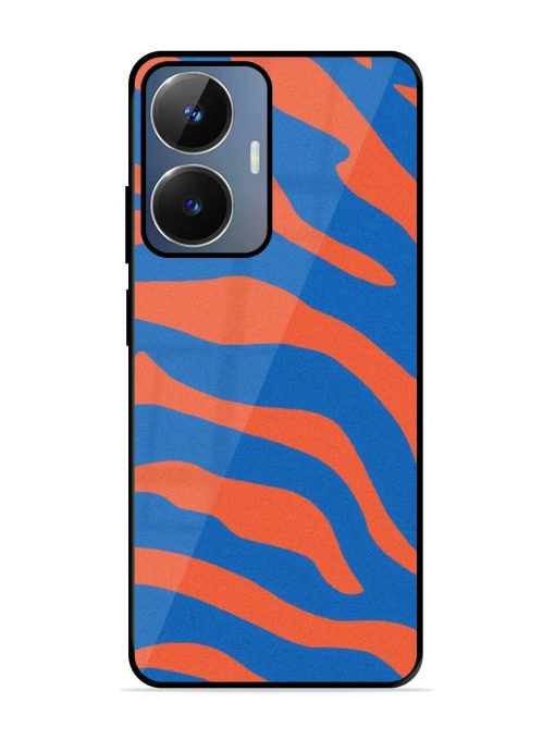 Zebra Stripes In Blue And Orange Glossy Soft Edge Case for Realme Narzo N55 Chachhi