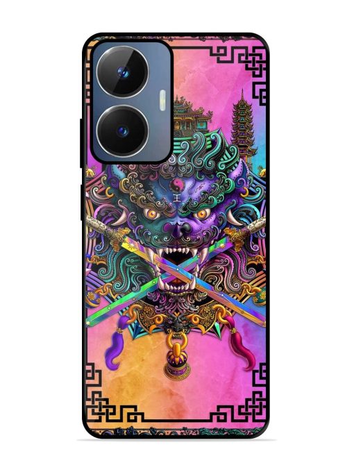 Psychedelic Fu Dog Tapestry Glossy Soft Edge Case for Realme Narzo N55 Chachhi