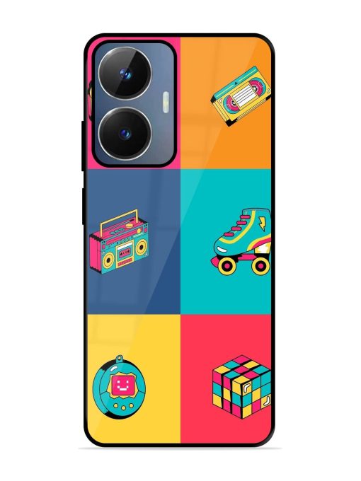 90S Throwback Grid Glossy Soft Edge Case for Realme Narzo N55 Chachhi