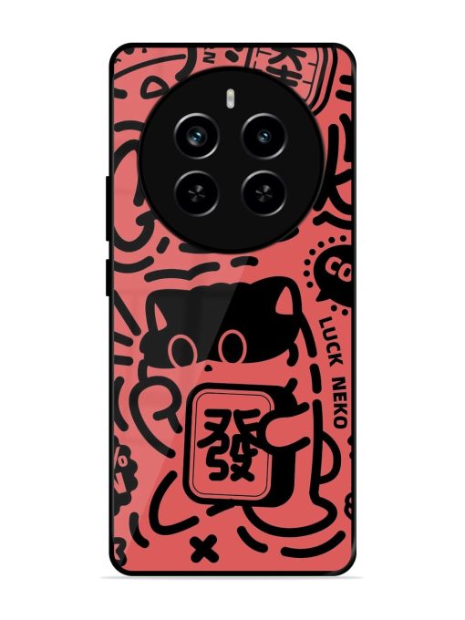 Lucky Cat Doodle Glossy Soft Edge Case for Realme P1 Pro (5G) Chachhi