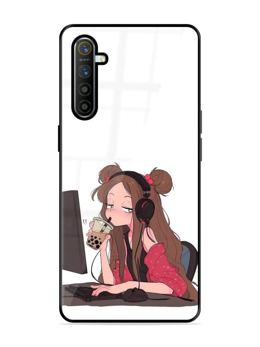 Girl Playing On Pc Glossy Soft Edge Case for Realme X2 Chachhi