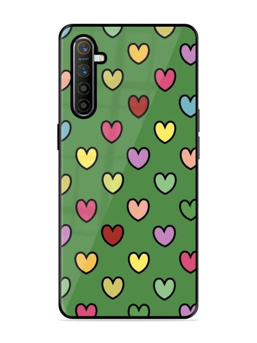 Rainbow Heart Parade Glossy Soft Edge Case for Realme X2 Chachhi