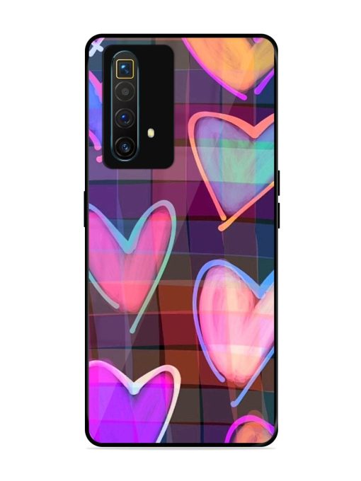 Neon Hearts Glossy Soft Edge Case for Realme X3 Superzoom Chachhi