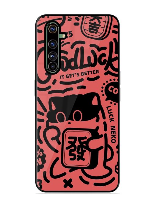 Lucky Cat Doodle Glossy Soft Edge Case for Realme X50 Pro Chachhi