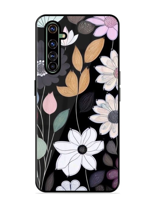 Whimsical Blooms On Black Glossy Soft Edge Case for Realme X50 Pro Chachhi