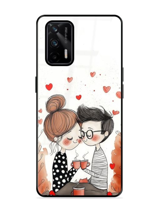 Couple Seating With Coffee Glossy Soft Edge Case for Realme X7 Max (5G) Chachhi