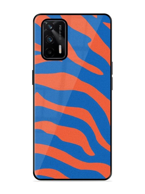 Zebra Stripes In Blue And Orange Glossy Soft Edge Case for Realme X7 Max (5G) Chachhi