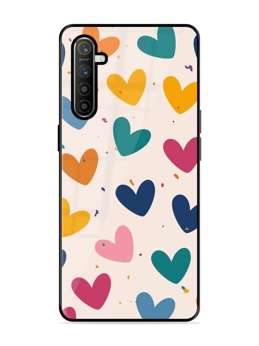 Rainbow Hearts Glossy Soft Edge Case for Realme Xt