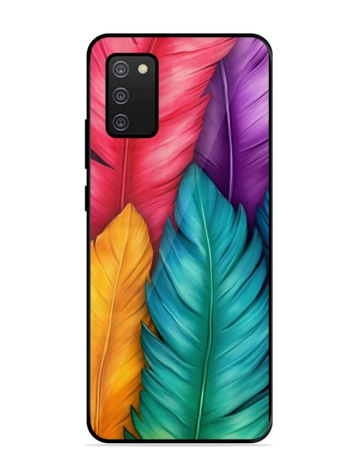 Rainbow Feathers Glossy Soft Edge Case for Samsung Galaxy A02S Chachhi