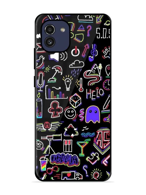 Neon Doodle Glossy Soft Edge Case for Samsung Galaxy A03 Chachhi