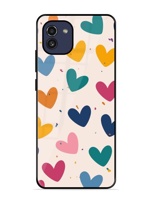 Rainbow Hearts Glossy Soft Edge Case for Samsung Galaxy A03 Chachhi