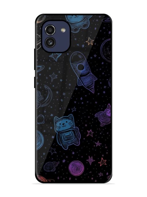 Cosmic Cat Chaos Glossy Soft Edge Case for Samsung Galaxy A03 Chachhi