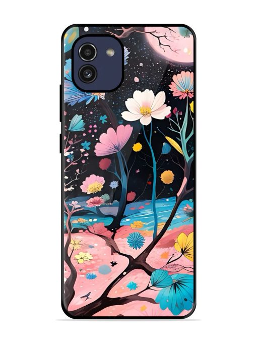 Cosmic Bloom Glossy Soft Edge Case for Samsung Galaxy A03 Chachhi