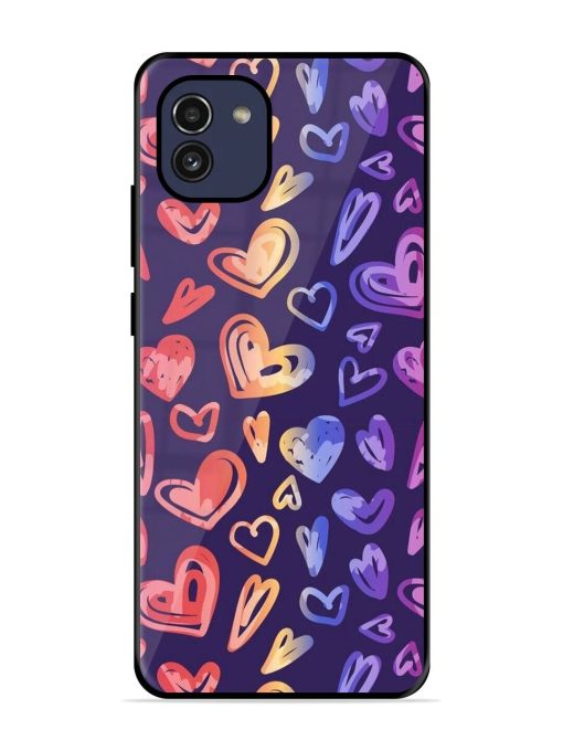 Rainbow Hearts Glossy Soft Edge Case for Samsung Galaxy A03 Chachhi