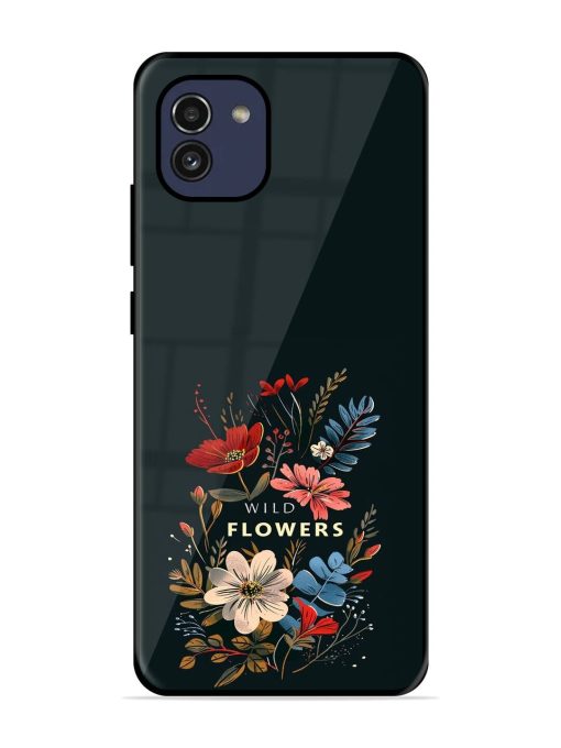 Dark Floral Glossy Soft Edge Case for Samsung Galaxy A03 Chachhi