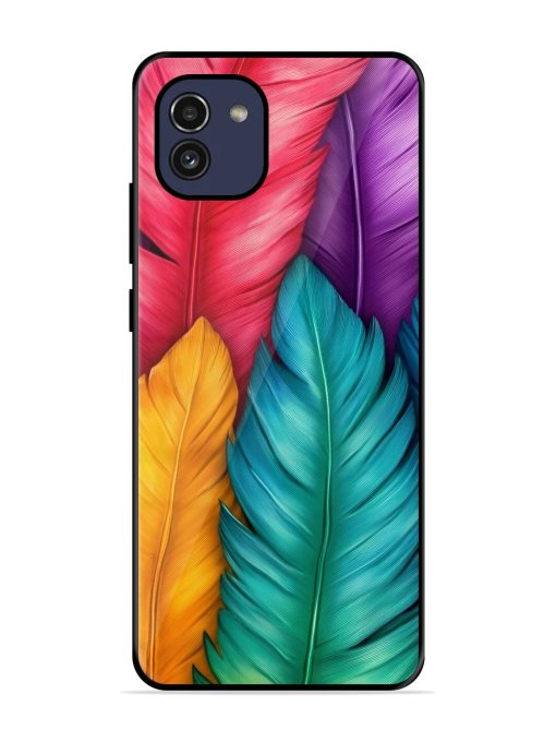 Rainbow Feathers Glossy Soft Edge Case for Samsung Galaxy A03 Chachhi