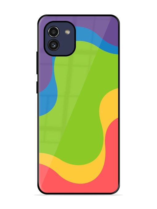 Wavy Rainbow Wonderland Glossy Soft Edge Case for Samsung Galaxy A03 Chachhi