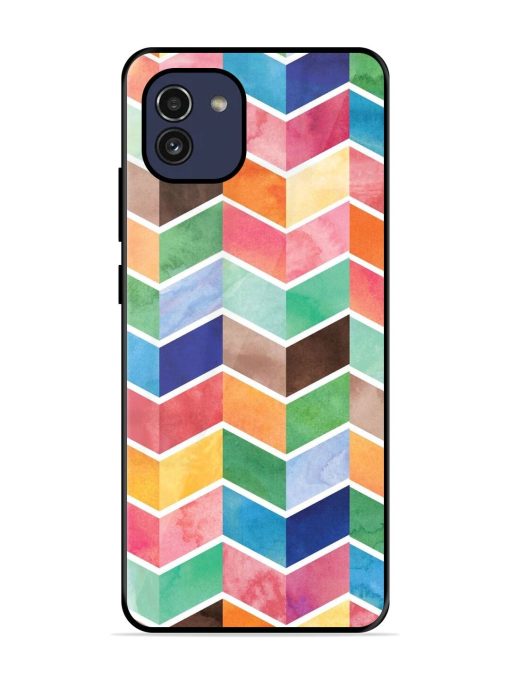 Watercolor Chevron Whimsy Glossy Soft Edge Case for Samsung Galaxy A03 Chachhi