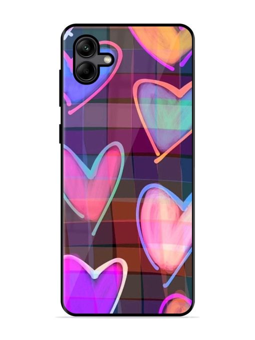 Neon Hearts Glossy Soft Edge Case for Samsung Galaxy A04 Chachhi