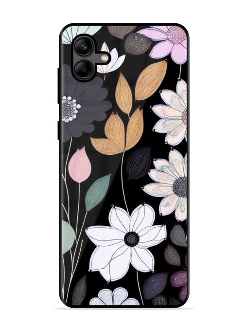 Whimsical Blooms On Black Glossy Soft Edge Case for Samsung Galaxy A04 Chachhi