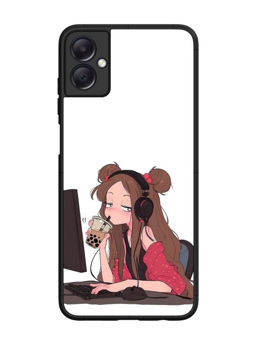 Girl Playing On Pc Glossy Soft Edge Case for Samsung Galaxy A05 Chachhi