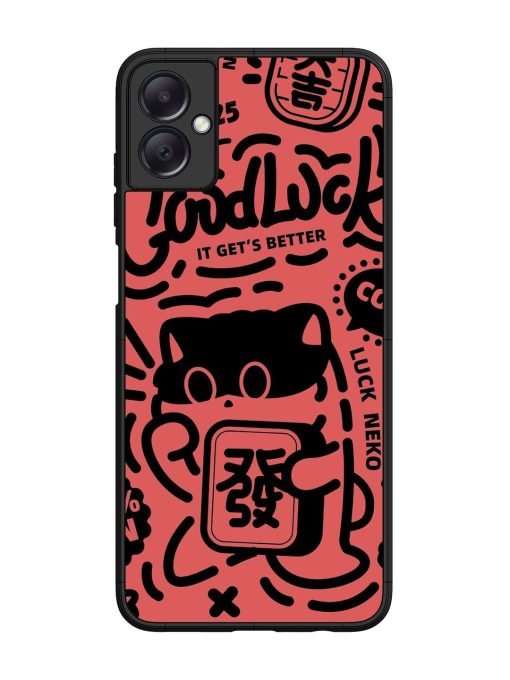 Lucky Cat Doodle Glossy Soft Edge Case for Samsung Galaxy A05 Chachhi