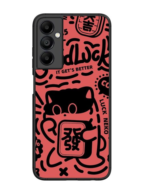 Lucky Cat Doodle Glossy Soft Edge Case for Samsung Galaxy A05S Chachhi