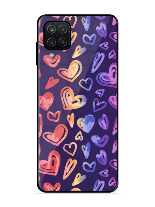 Rainbow Hearts Glossy Soft Edge Case for Samsung Galaxy A12 Chachhi