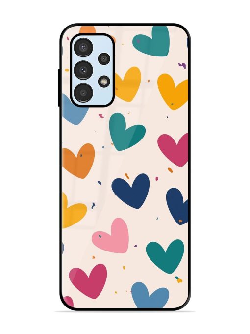 Rainbow Hearts Glossy Soft Edge Case for Samsung Galaxy A13 Chachhi