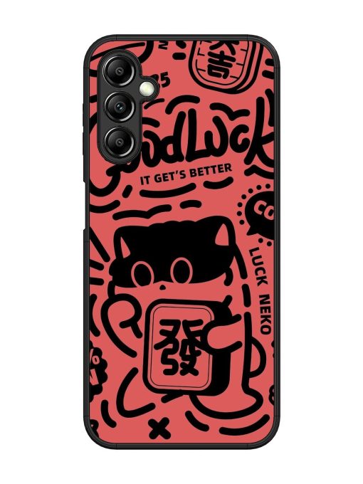 Lucky Cat Doodle Glossy Soft Edge Case for Samsung Galaxy A14 (5G)