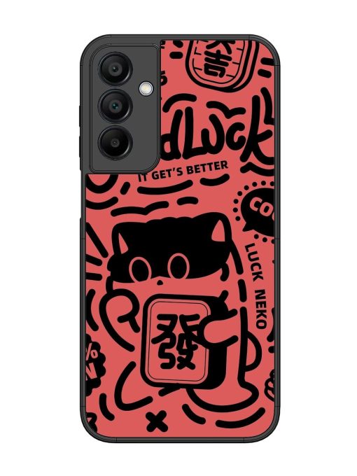 Lucky Cat Doodle Glossy Soft Edge Case for Samsung Galaxy A15 (5G)