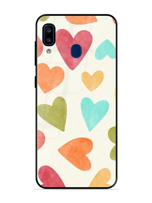 Watercolor Hearts Glossy Soft Edge Case for Samsung Galaxy A20 Chachhi