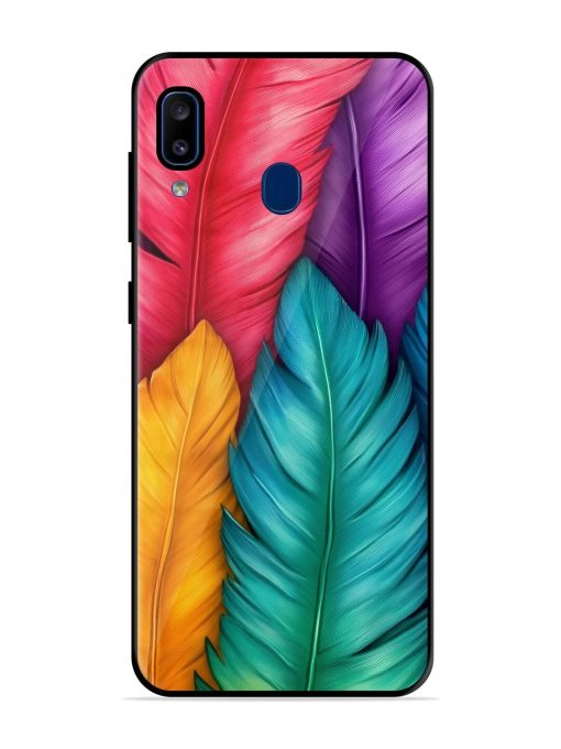 Rainbow Feathers Glossy Soft Edge Case for Samsung Galaxy A20 Chachhi