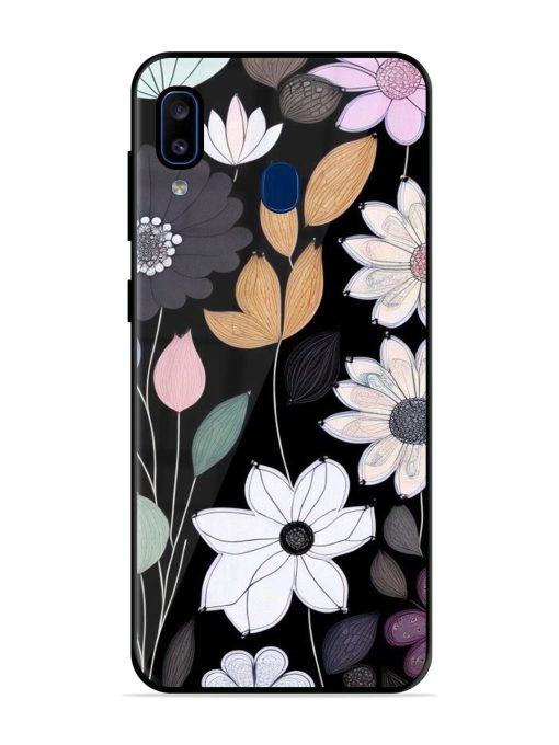 Whimsical Blooms On Black Glossy Soft Edge Case for Samsung Galaxy A20 Chachhi