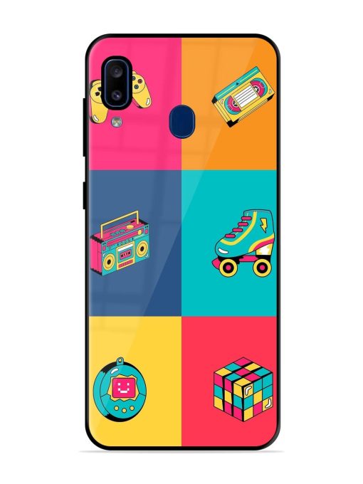 90S Throwback Grid Glossy Soft Edge Case for Samsung Galaxy A20 Chachhi