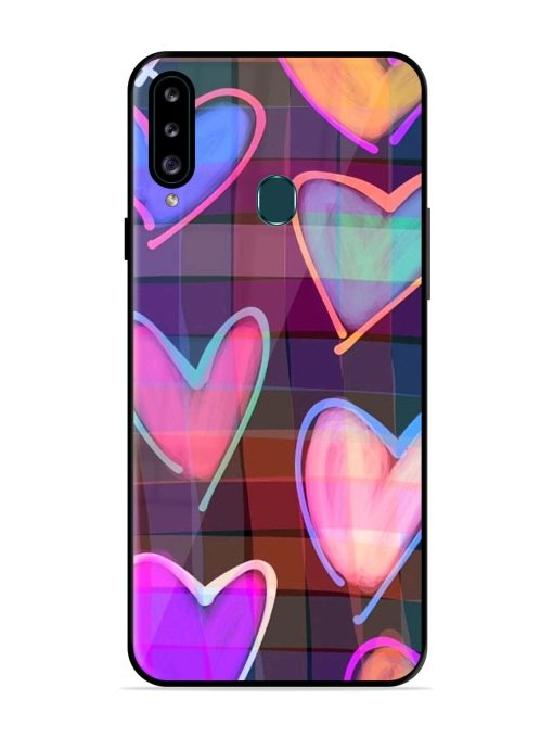 Neon Hearts Glossy Soft Edge Case for Samsung Galaxy A20S Chachhi