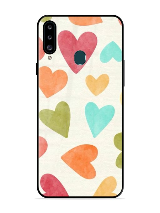 Watercolor Hearts Glossy Soft Edge Case for Samsung Galaxy A20S Chachhi