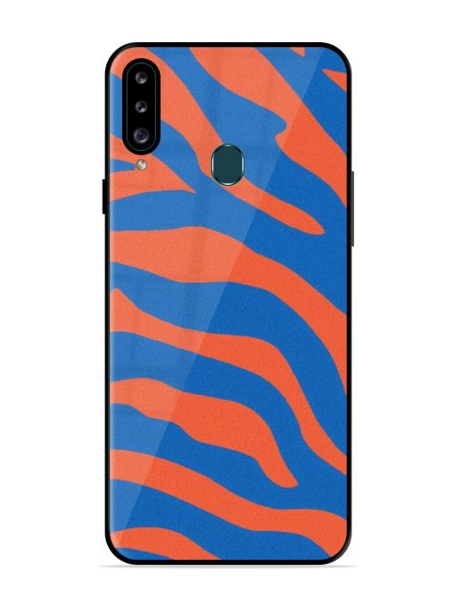 Zebra Stripes In Blue And Orange Glossy Soft Edge Case for Samsung Galaxy A20S