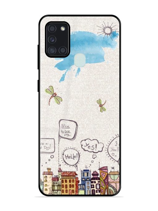 Doodle City Glossy Soft Edge Case for Samsung Galaxy A21S Chachhi