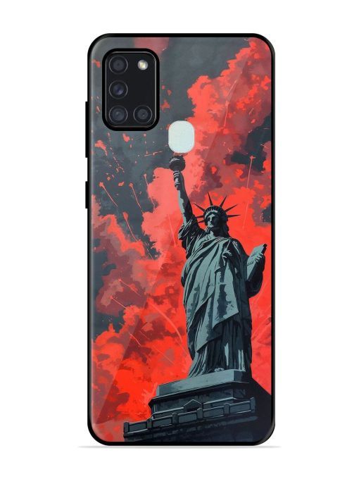 Lady Liberty'S Firework Finale Glossy Soft Edge Case for Samsung Galaxy A21S Chachhi