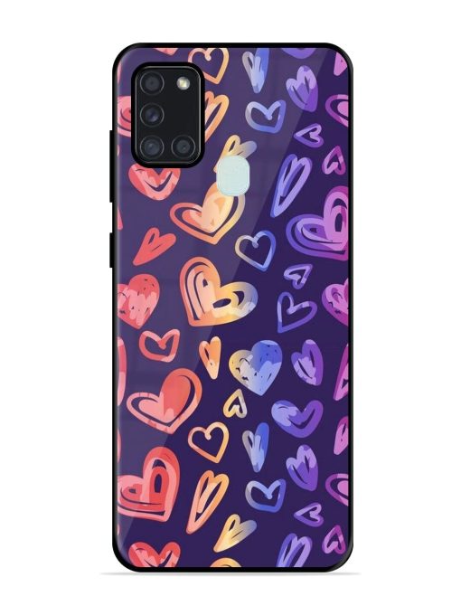 Rainbow Hearts Glossy Soft Edge Case for Samsung Galaxy A21S Chachhi