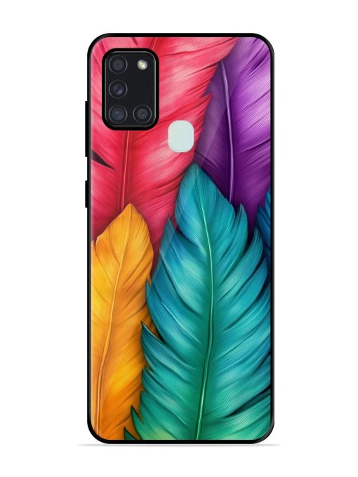 Rainbow Feathers Glossy Soft Edge Case for Samsung Galaxy A21S Chachhi