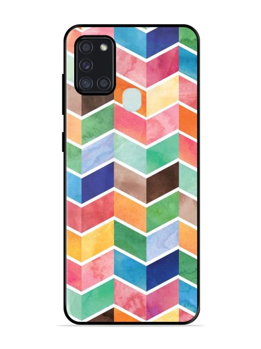 Watercolor Chevron Whimsy Glossy Soft Edge Case for Samsung Galaxy A21S Chachhi