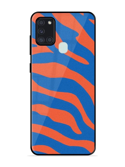 Zebra Stripes In Blue And Orange Glossy Soft Edge Case for Samsung Galaxy A21S Chachhi