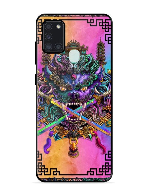 Psychedelic Fu Dog Tapestry Glossy Soft Edge Case for Samsung Galaxy A21S Chachhi