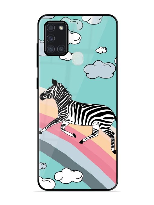 Zebra On A Rainbow Glossy Soft Edge Case for Samsung Galaxy A21S Chachhi