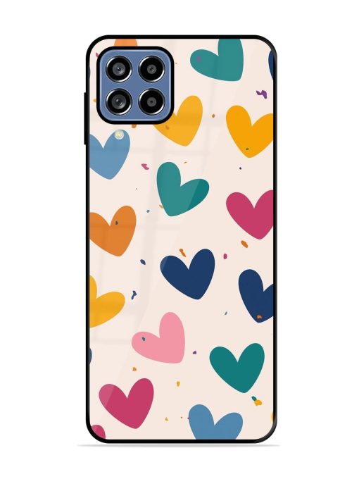 Rainbow Hearts Glossy Soft Edge Case for Samsung Galaxy A22 (4G) Chachhi